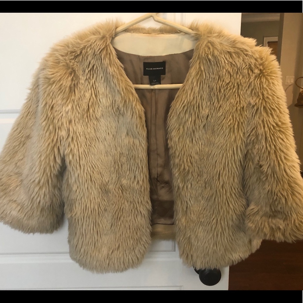 Faux Fur Crop Cream Coat